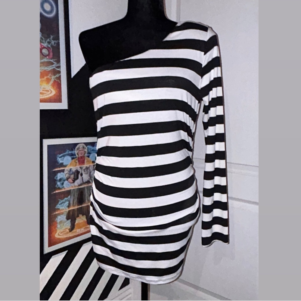 Bebe - One Sleeved Striped Long Tunic - Women’s Size Large